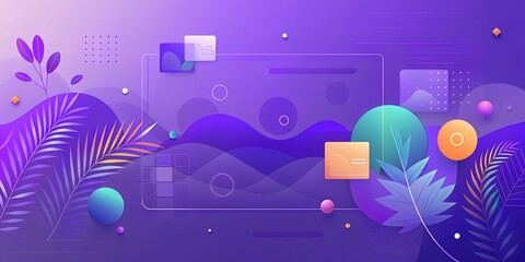 Obraz premium Vibrant digital landscape combines abstract shapes and foliage in an artistic display of color and creativity