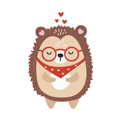 Love hedgehog animal isolated, valentines animal, kids illustration