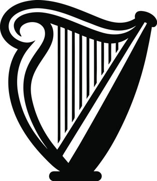 recommend clip art: Irish harp silhouette, Celtic harp vector, traditional Irish instrument clipart, 
                    St. Patrick's Day decoration, musical harp icon, vintage harp illustration, Irish culture symbol, black harp design