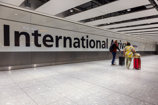 London, England - February 02 2023: International Arrivals at Heathrow Airport, London, England, Great Britain, Europe