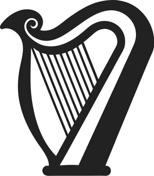 recommend clip art: Irish harp silhouette, Celtic harp vector, traditional Irish instrument clipart, 
                    St. Patrick's Day decoration, musical harp icon, vintage harp illustration, Irish culture symbol, black harp design