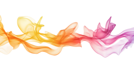 Gradient colored folded silk texture isolated on white background