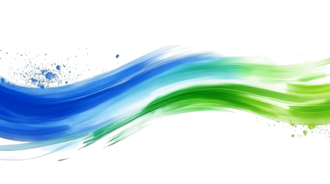 Green and blue watercolor paint stroke texture isolated on white background - Powered by Adobe