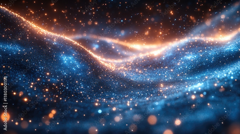 Poster a beautiful image of a galaxy with stars in the background, suitable for use as a wallpaper or in an
