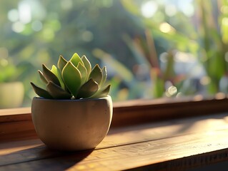 Succulent Plant in Pot Basking in Sunlight