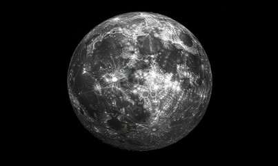 Close up of the moon with a dark background. The moon is the main focus of the image, and it is a close up of the moon's surface. The dark background emphasizes the moon's features