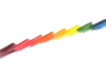 A rainbow is drawn with crayons on a white background