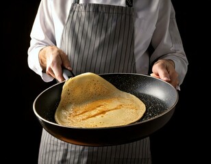 Une personne qui fait des crêpes pour la chandeleur