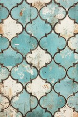 Fototapeta premium Blue and White Tiled Wall with Rust