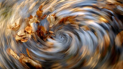 swirling autumn leaves in nature fall background