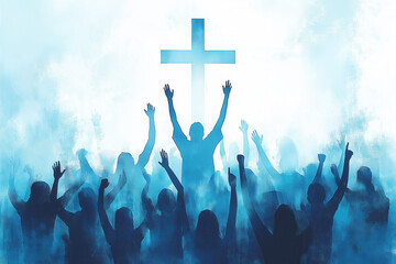 Worship and Praise God Concept Watercolor Illustration