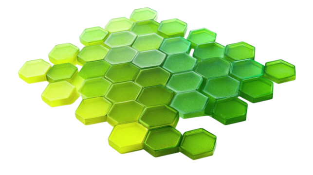 Green colorful honeycomb hexagon background isolated on white background