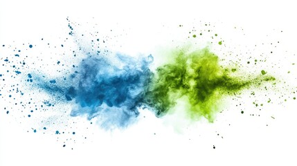 Obraz premium blue green and white watercolor background with abstract cloudy sky concept with color splash design and fringe bleed stains and blobsblue green and white watercolor background with abstract cloudy