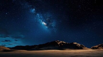 A mountain range is lit up by the stars and the Milky Way