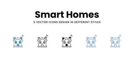 Smart Homes icons different style vector stock illustration