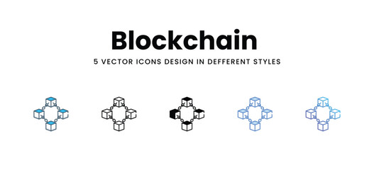 Blockchain  icons different style vector stock illustration