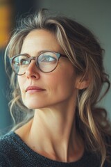 Obraz premium Woman looking off into distance