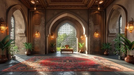 Obraz premium mosque interior with a carpet and a window