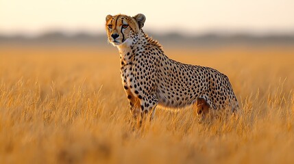 Fototapeta premium Elegant predator surveying its territory vibrant savannah image