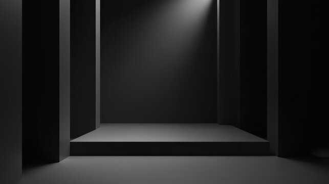 Empty studio room. Dark background. Abstract dark empty studio room texture. Product showcase spotlight background.