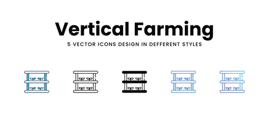 Vertical Farming icons different style vector stock illustration