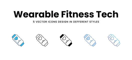 Wearable Fitness Tech icons different style vector stock illustration