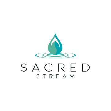 Sacred Stream Water Drop Yoga Wellness Logo flows with purity and serenity, creating a calming editable vector brand identity corporate image.