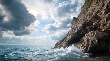 Beach waves with rocks and a scenic seaside view