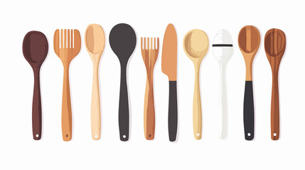 High-quality wooden spoon vector for kitchen design projects on white background