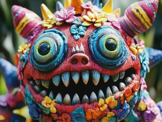 Colorful Monster Statue Close-Up