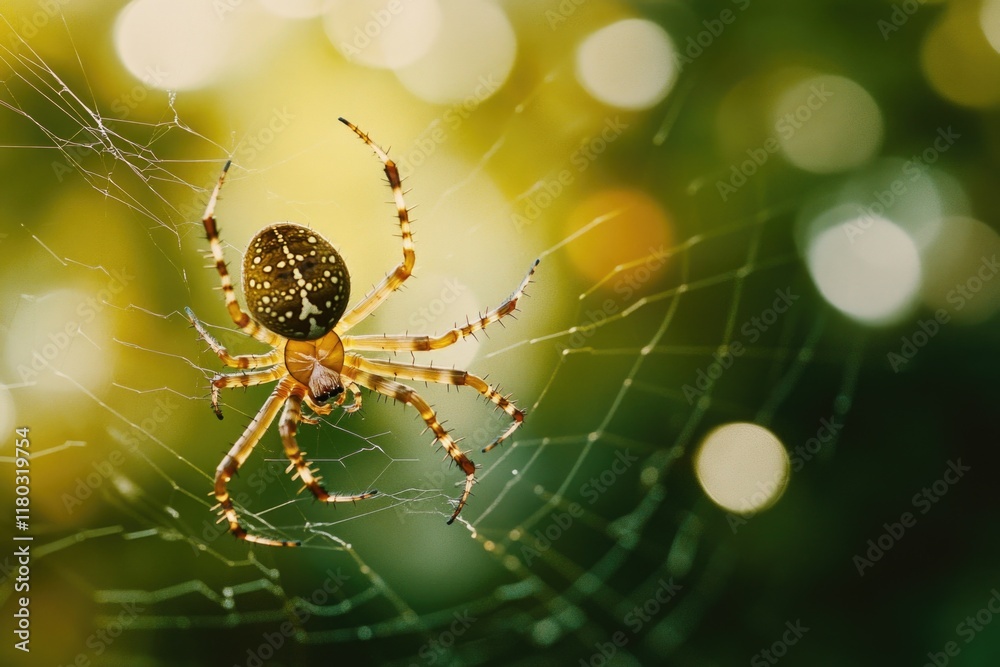 Poster a spider sits in the center of its intricate web