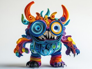 Brightly Colored Paper Monster Sculpture