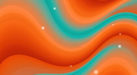 Obraz premium Liquid Dreamscape: Teal and Coral Abstract Swirl 