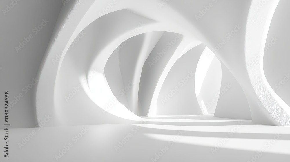 Wall mural abstract white background with white light and grey shadow : empty light interior with copy space fo
