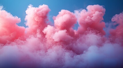 Fototapeta premium Fluffy pink clouds under a serene sky