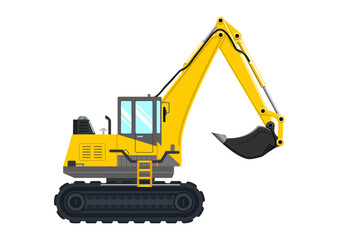 Excavator vehicle heavy equipment 3D illustration vector graphic