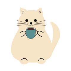 Cute nice lovely cat cartoon character on white background vector illustration 