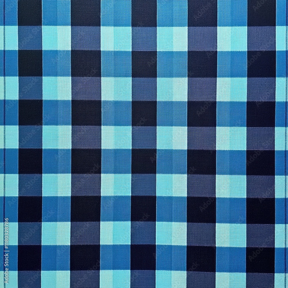 Aufkleber high-quality image of a blue and black plaid fabric texture, suitable for design and textile project