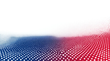 Abstract halftone dotted background in red and blue tones isolated on white background