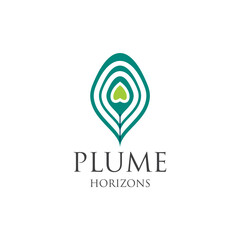 Plume Horizon Peacock Feathers logo design embodies elegant creativity and vibrant luxury, crafted as an editable vector brand identity.
