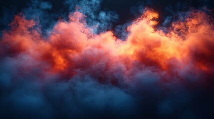 Fototapeta premium Moody blue and orange abstract clouds in a cosmic scene