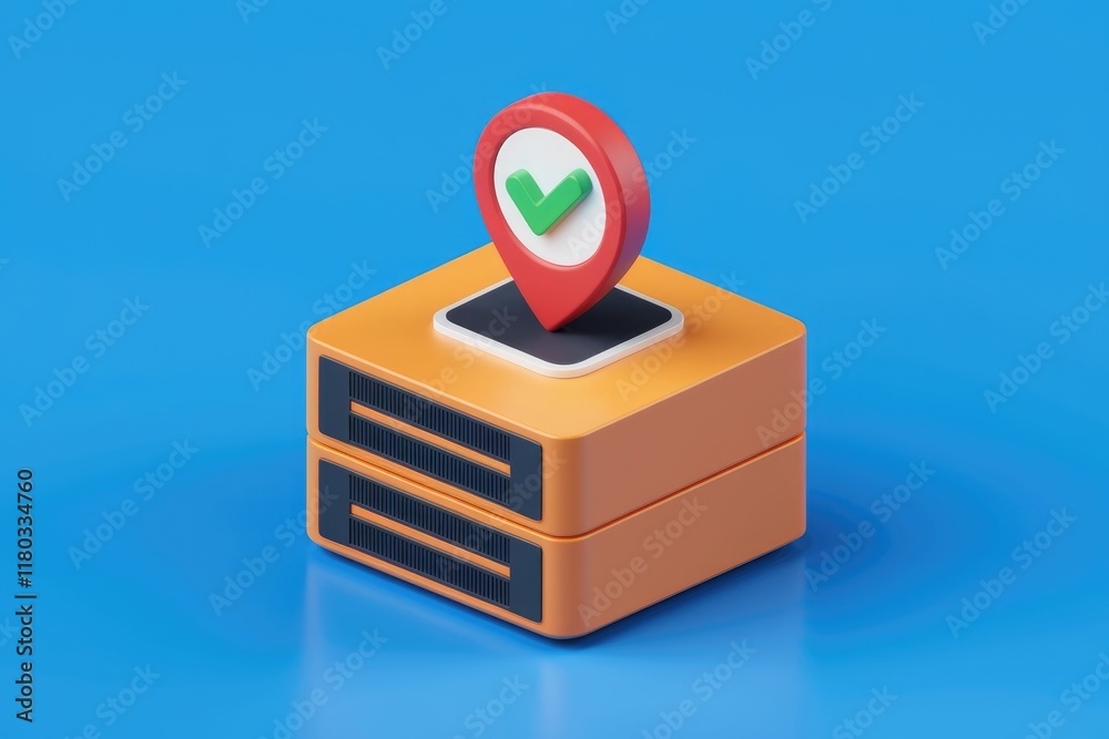 Aufkleber Server location confirmed with a checkmark icon on top of a server rack.