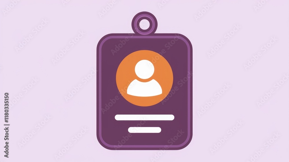 Poster a simple illustration of an id card or name tag with a person icon.