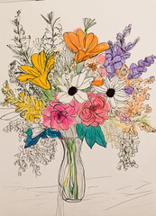 Draw me a beautiful bouquet