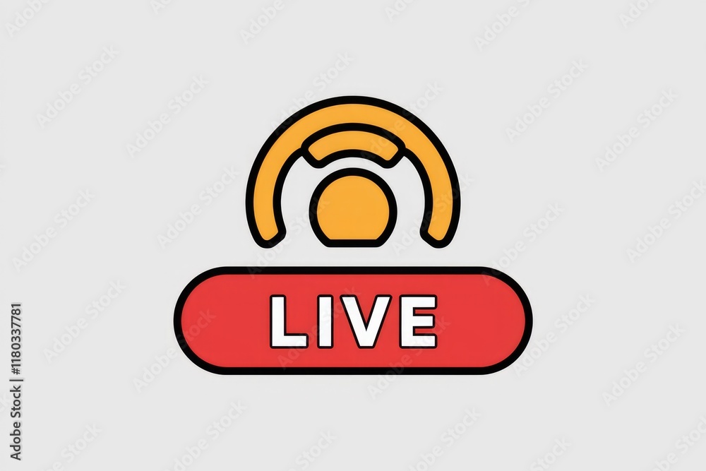 Poster live stream icon with a person's head and the word 'live' underneath.