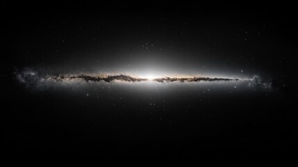 A distant galaxy stretches across the cosmos, a brilliant line of light in the dark universe.