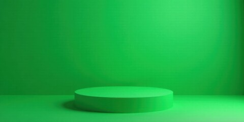 Green Cylindrical Pedestal on a Matching Background for Product Display