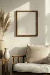 White couch and wooden table