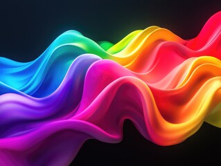 Rainbow Wave Liquid Black Background