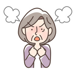怒っているおばあさん
